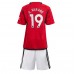 Tanie Strój piłkarski Manchester United Raphael Varane #19 Koszulka Podstawowej dla dziecięce 2023-24 Krótkie Rękawy (+ szorty)